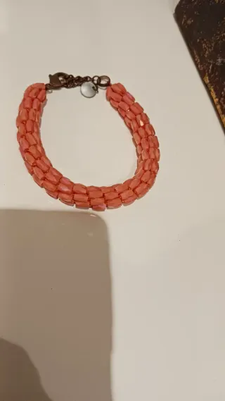 Pulsera de cuentas naranja y rosa