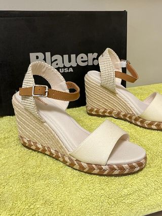 Sandali Blauer Tg 36 Zeppa Beige/Bianco