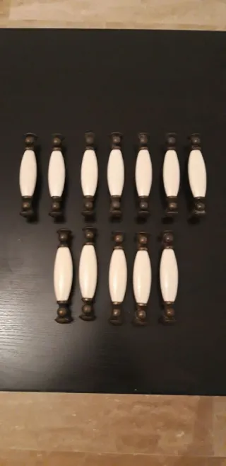 12 Tiradores Porcelana y Bronce