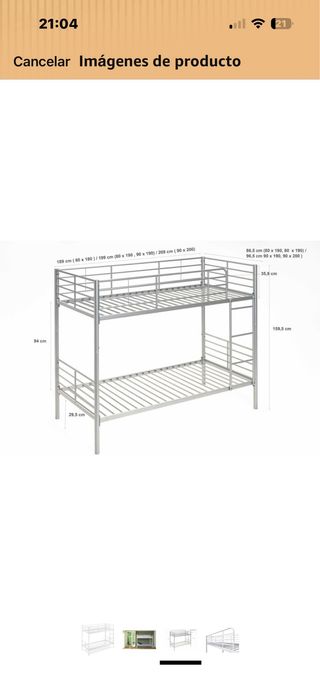 Cama litera metálica blanca