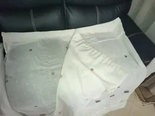 2 Cortinas Cocina Tela Blancas/Azules.semi nuevas