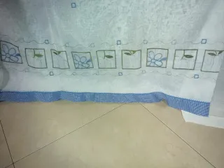 2 Cortinas Cocina Tela Blancas/Azules.semi nuevas