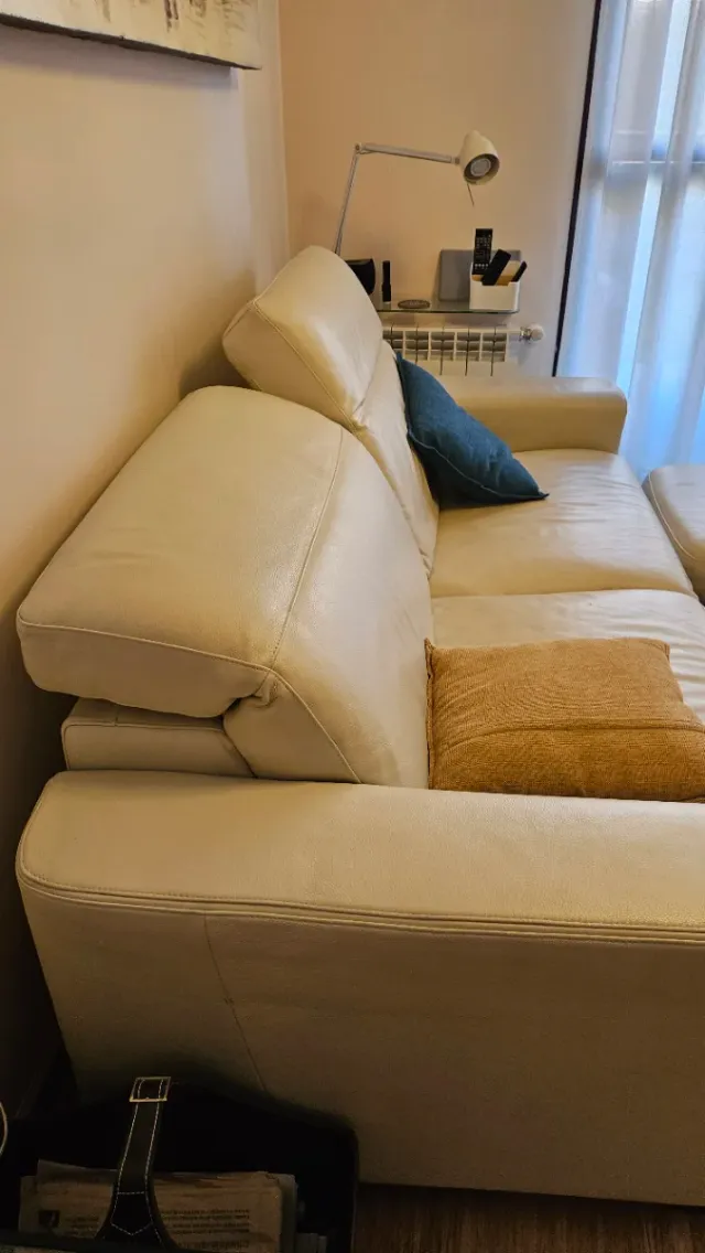 Sofá de piel blanco 3 plazas 2,10m