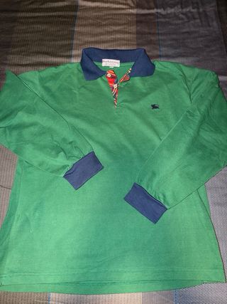 Polo Burberry Talla M Verde. Manga larga.