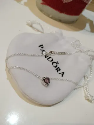 Gargantilla Pandora Corazón Rosa Plata