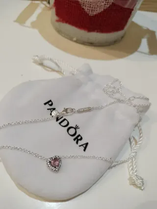 Gargantilla Pandora Corazón Rosa Plata