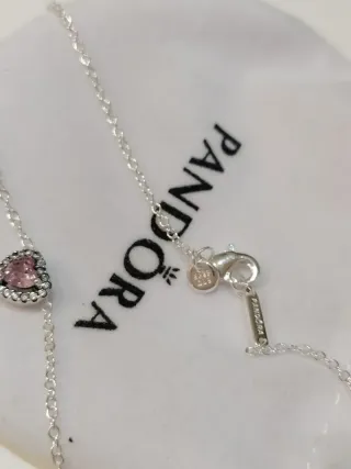 Gargantilla Pandora Corazón Rosa Plata