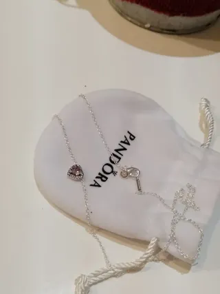 Gargantilla Pandora Corazón Rosa Plata