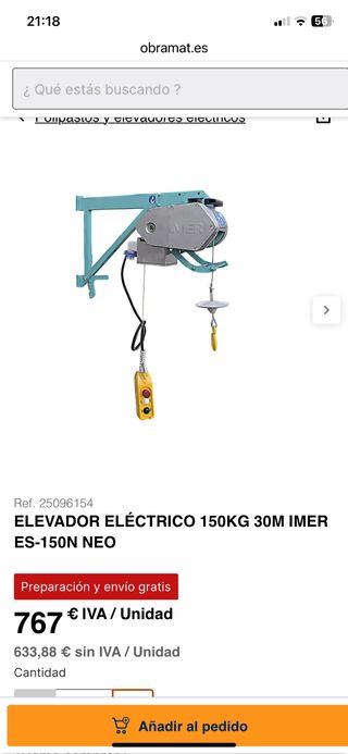 Maquinillo Eléctrico IMER 150KG  30 M