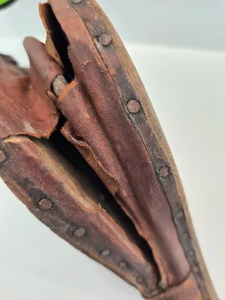 Fuelle antiguo chimenea madera y cuero