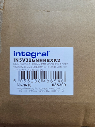 RAM Integral 64Gb DDR5 sodimm 4800MHz