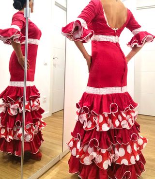 Traje de flamenca Cinta Coronel rojo talla XS-S