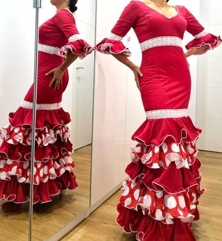 Traje de flamenca Cinta Coronel rojo talla XS-S