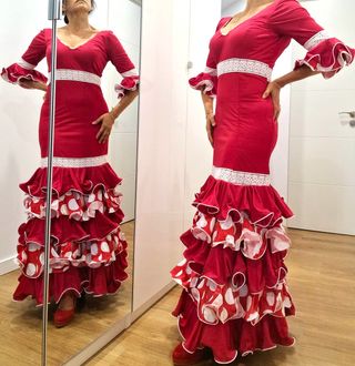 Traje de flamenca Cinta Coronel rojo talla XS-S