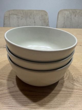 Juego de 6 platos de porcelana beige