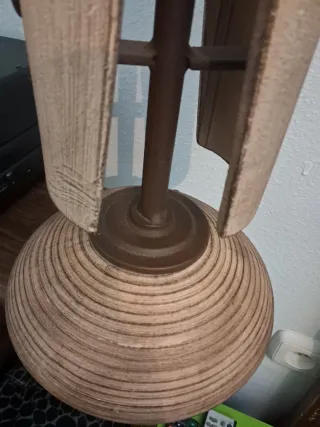 DOS Lámparas de mesa de piedra y tela