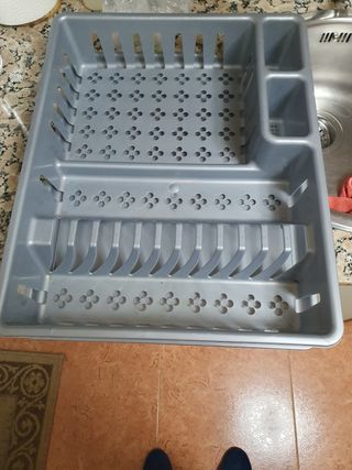 Escurridor de platos grande gris