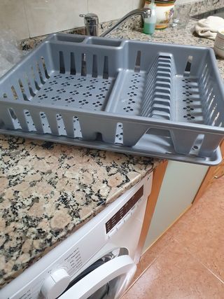 Escurridor de platos grande gris