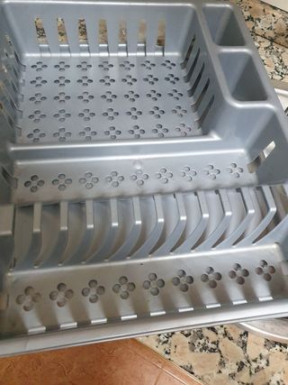 Escurridor de platos grande gris