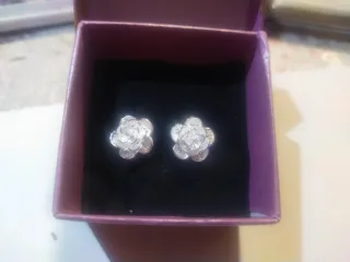 Pendientes flor plata