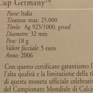 Moneta commemorativa 5 Euro FIFA World Cup 2006