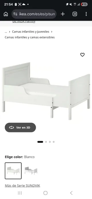 Cama extensible infantil blanca IKEA