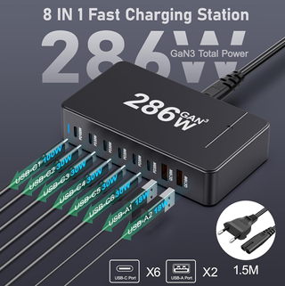 Caricatore USB Type C 8 porte GaN3 PD100W