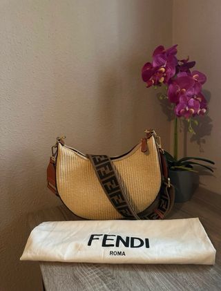 Bolso bandolera Fendi Piel y Rafia