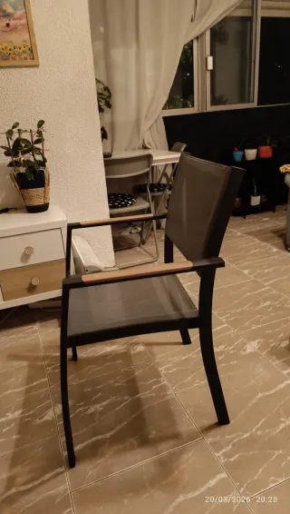 2 Sedie in Alluminio con Braccioli in Legno