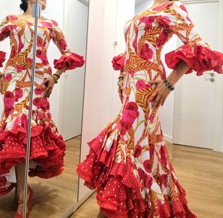 Traje de flamenca estampado con volantes XS-S