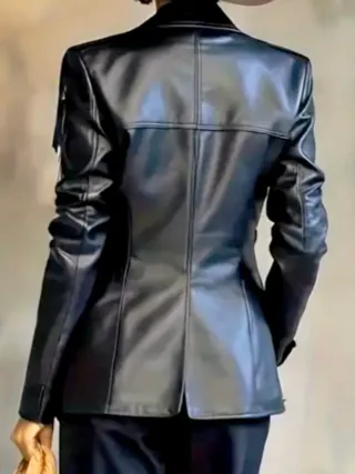 Giacca ecopelle vintage frange XL