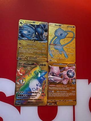 Pack 4 Cartas Pokémon Metálicas Doradas
