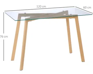 Mesa/escritorio de cristal y estructura de metal.