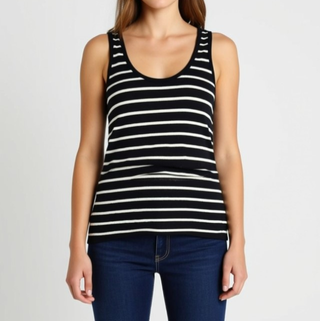 Camiseta tirantes rayas blanco y negro