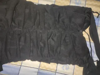 Vestido fiesta negro volantes talla única