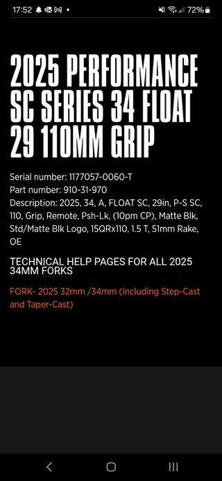 Fox 34 SC Performance 110mm