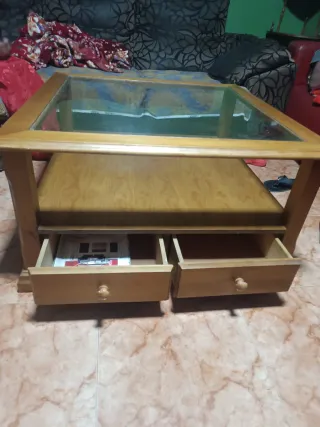 Mesa de centro madera y cristal