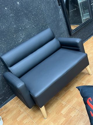 Sofá 2 plazas polipiel negro