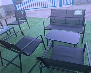 Sofa + 2 Sillas + Mesa de Cristal Templado. NUEVO