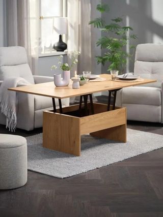 Mesa elevable madera y metal doble
