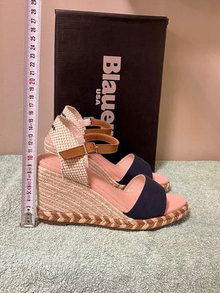 Sandali Blauer Zeppa Beige/Blu Tg 37