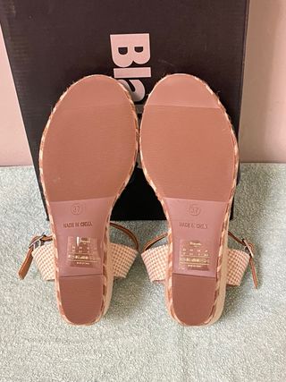 Sandali Blauer Zeppa Beige/Blu Tg 37