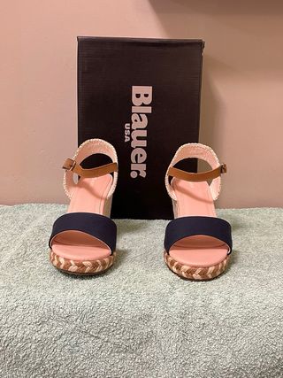 Sandali Blauer Zeppa Beige/Blu Tg 37