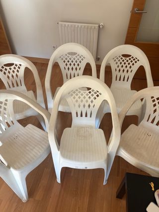 Pack 6 Sillas Plástico Blancas Plegables