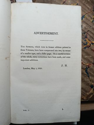 Libro antiguo Sermones J. Hewlet (1825 - Exlibris)