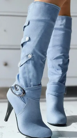 Stivali denim tacco alto tg 41,5