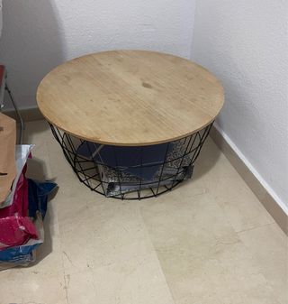 Mesa de centro redonda madera y metal