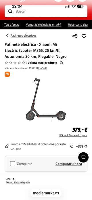 Patinete Xiaomi M365 Negro como nuevo con cargador