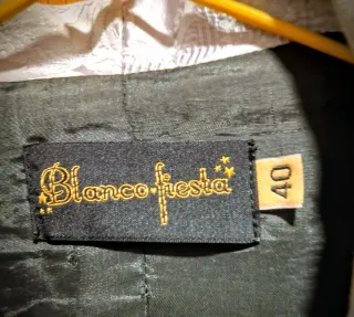 Blanco Blazer Plateado Brocado Talla L