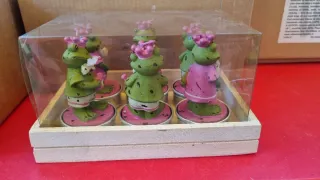 Set 6 Candele Rana Rosa e Verde